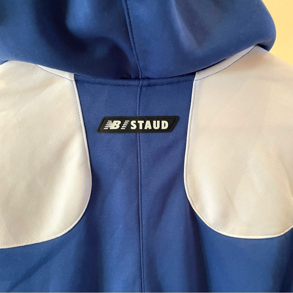 New Balance x STAUD Blue and White Zip-Up Retro Hoodie - Picture 4 of 8